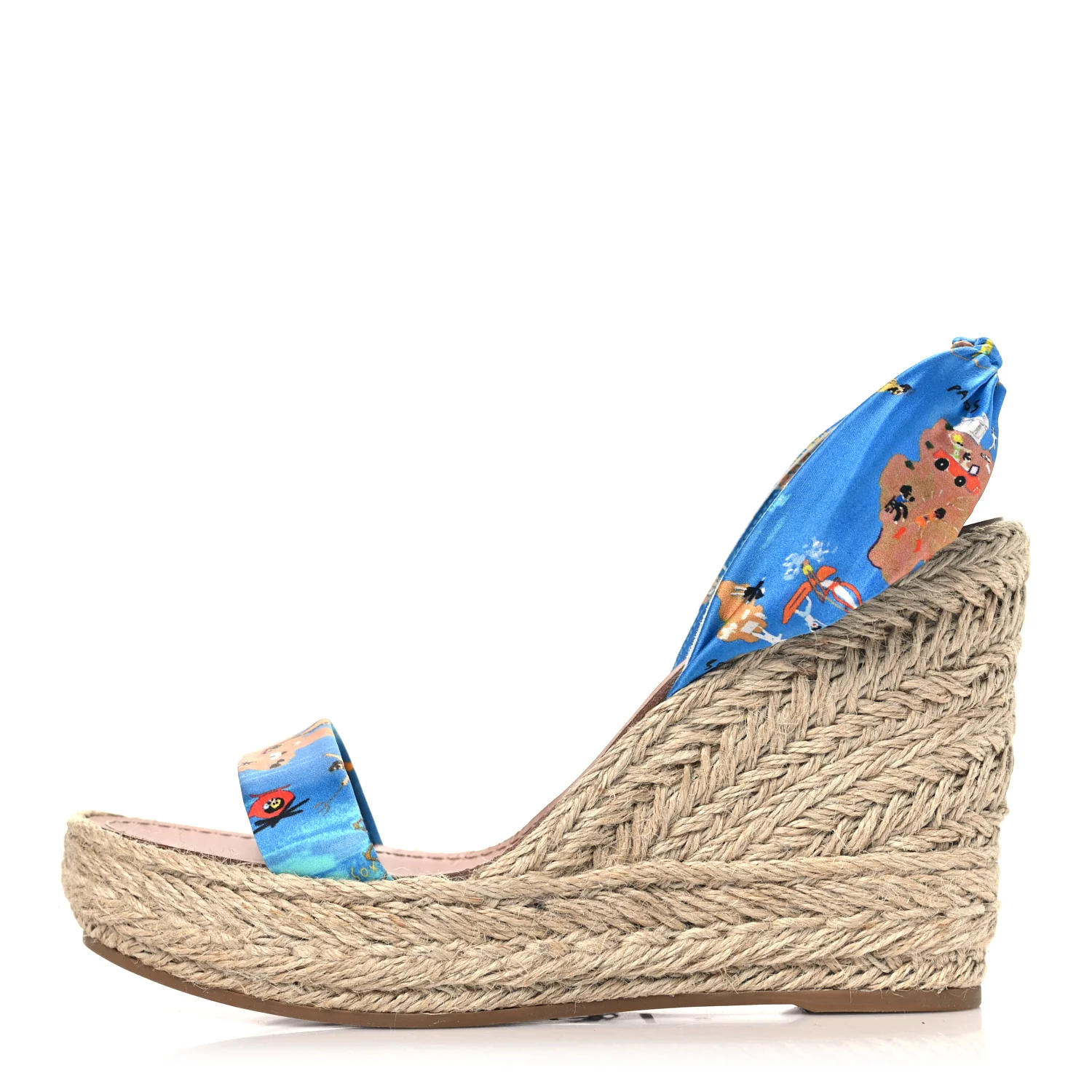 Satin Monica Du Desert 110 Espadrille Wedges 41 Blue Multicolor - Top Club