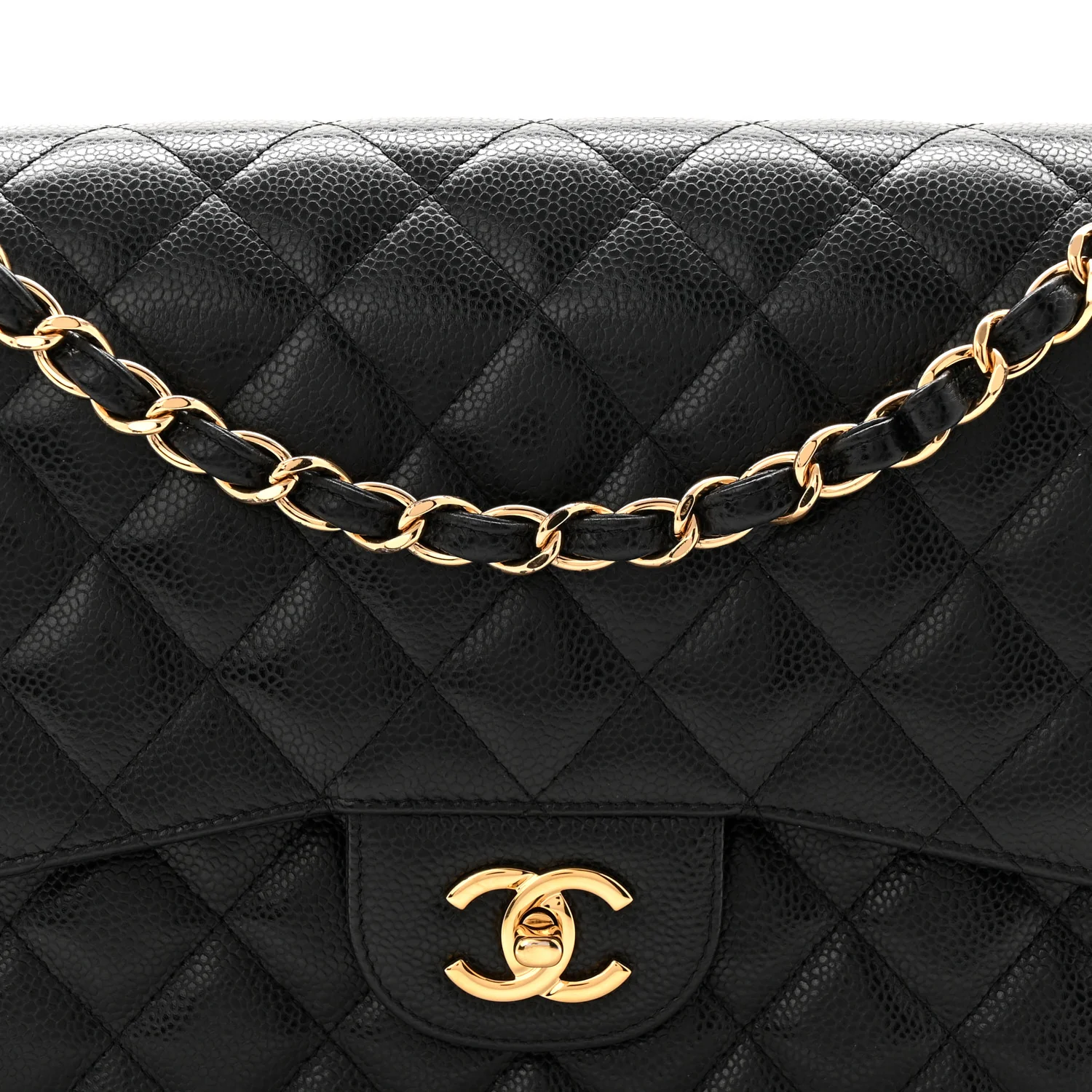 Caviar Quilted Jumbo Double Flap Black - Top Club