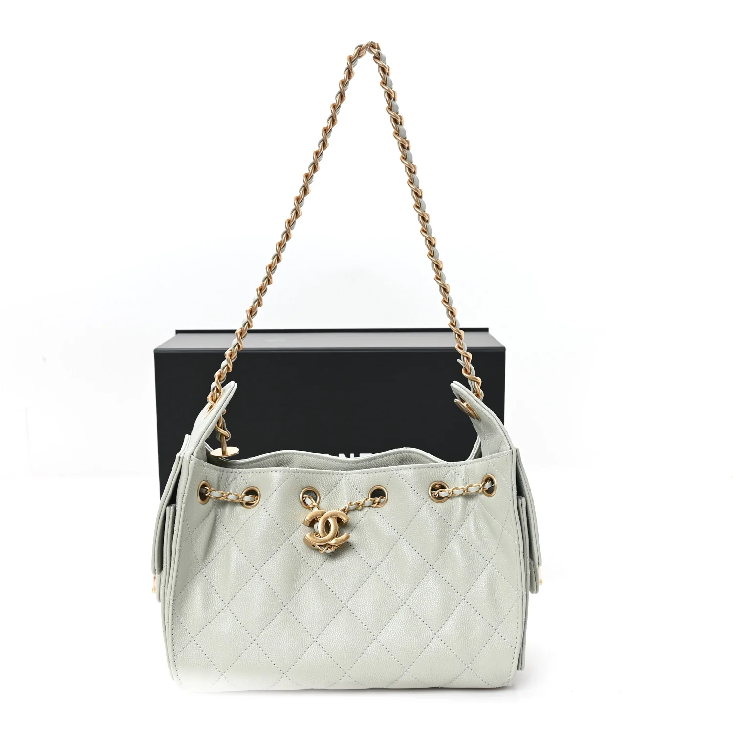 Caviar Quilted Mini Chanel 25 Handbag Light Green - Top Club
