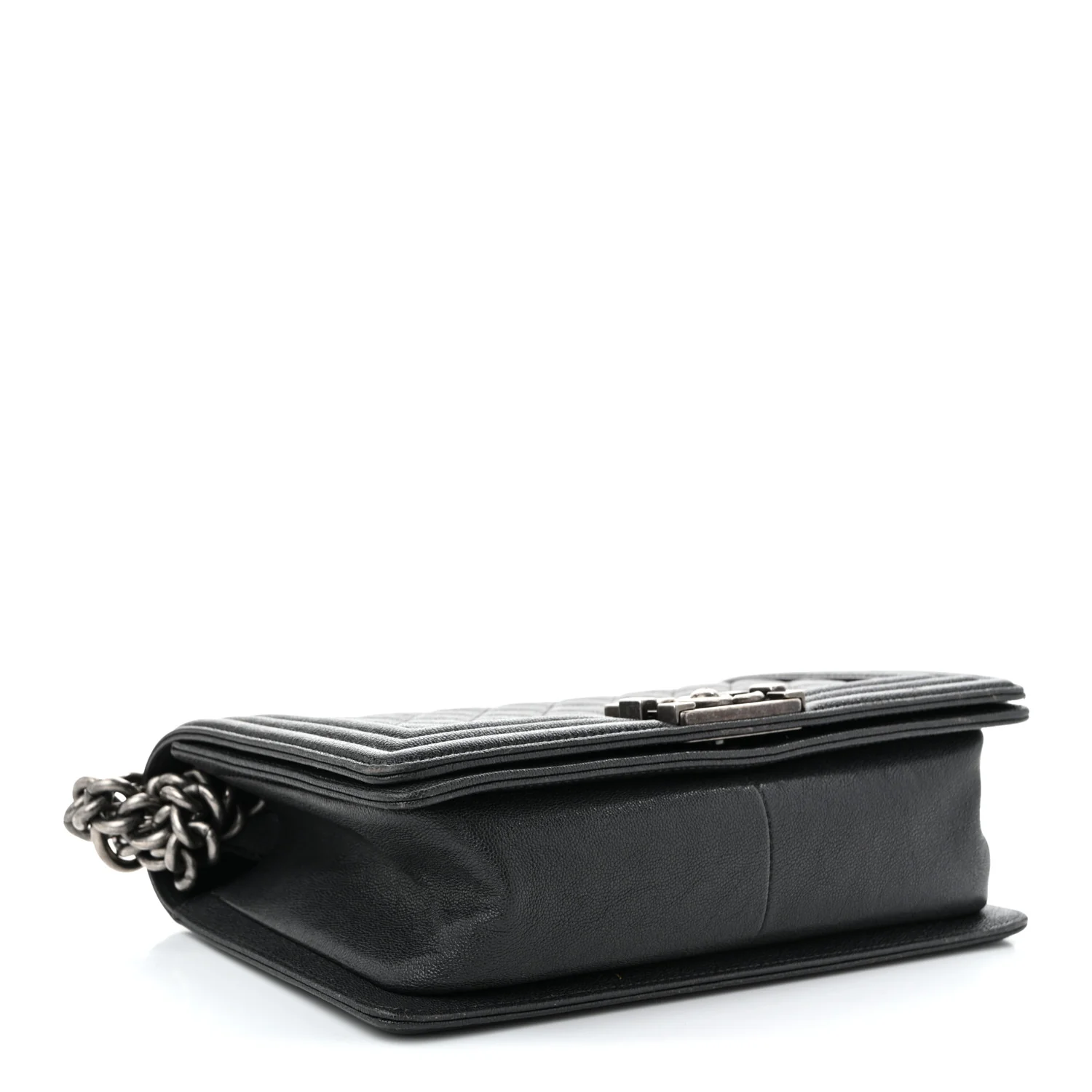 Caviar Quilted Medium Boy Flap Dark Grey - Top Club