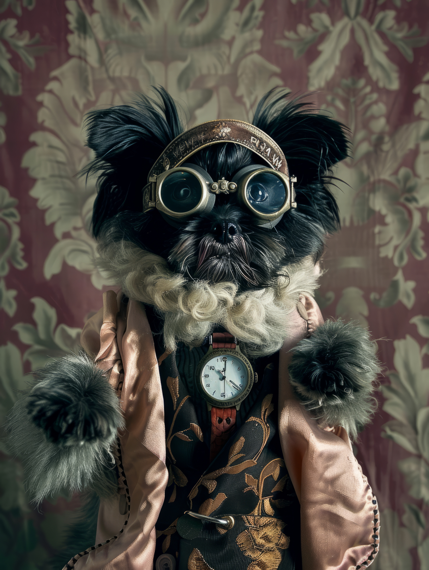 Canvas schilderij van een Affenpinscher 100x200 cm
