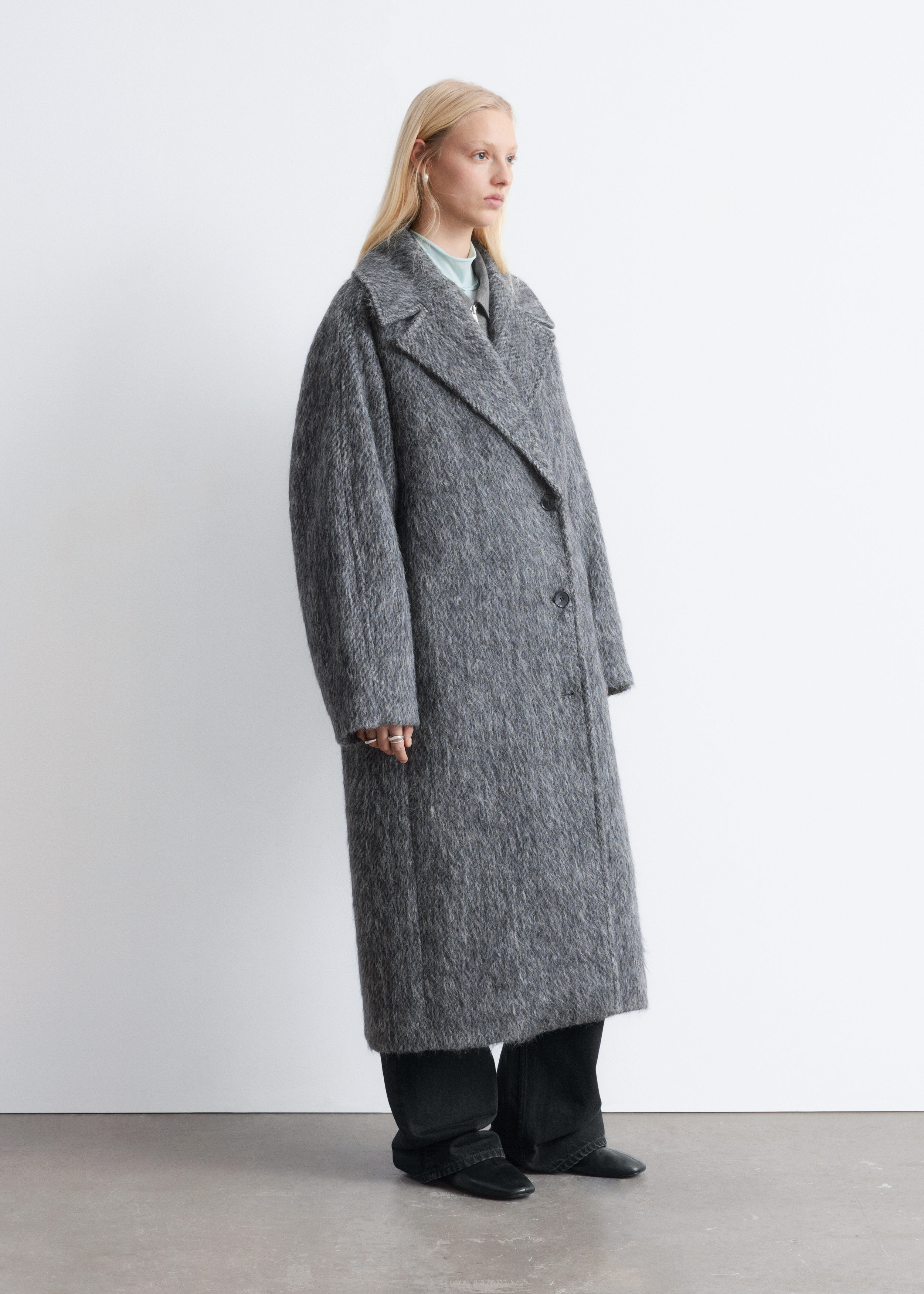 & Other Stories BRUSHED WOOL-BLEND COAT