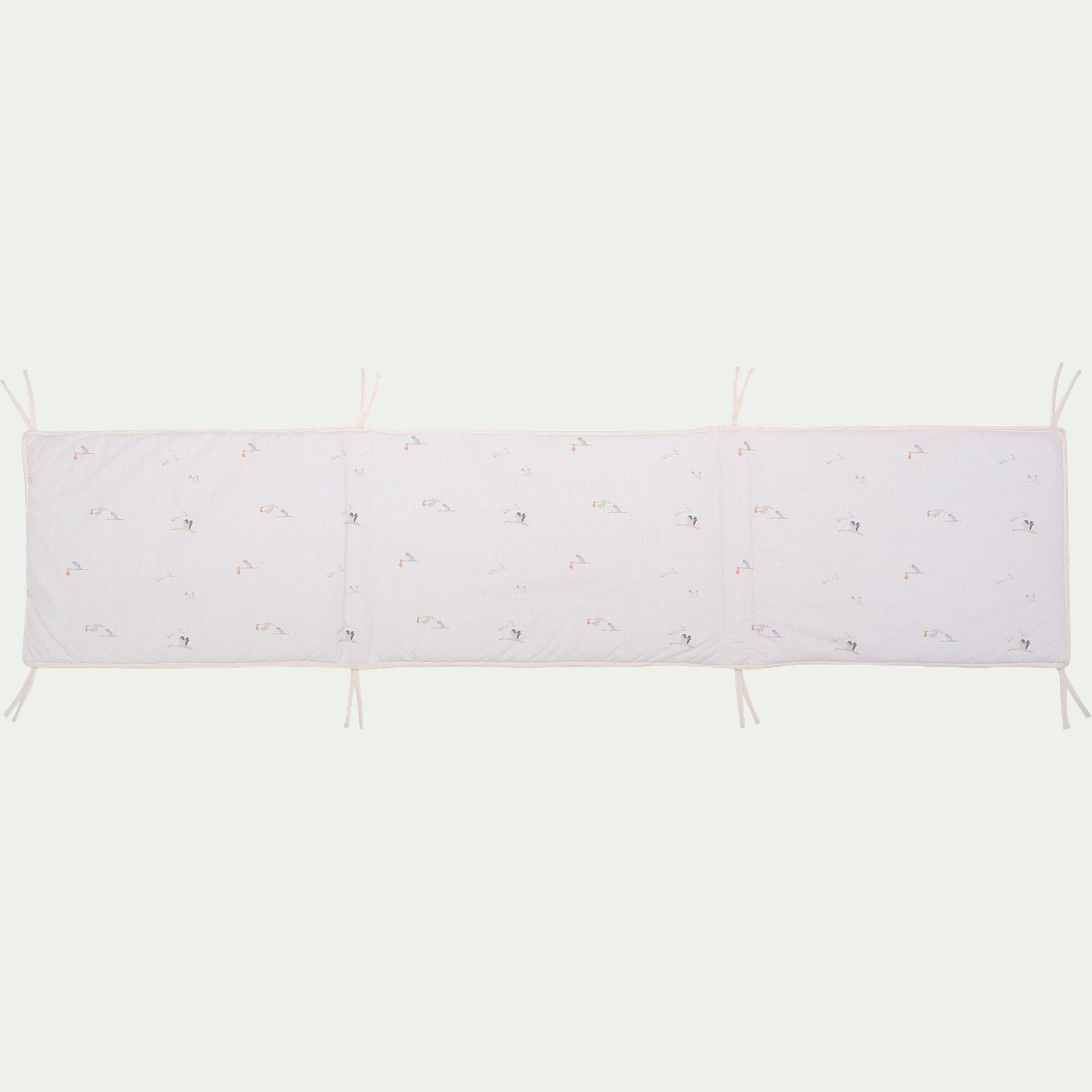 ENVOL - Tour de lit motif cigognes 40x180cm - blanc