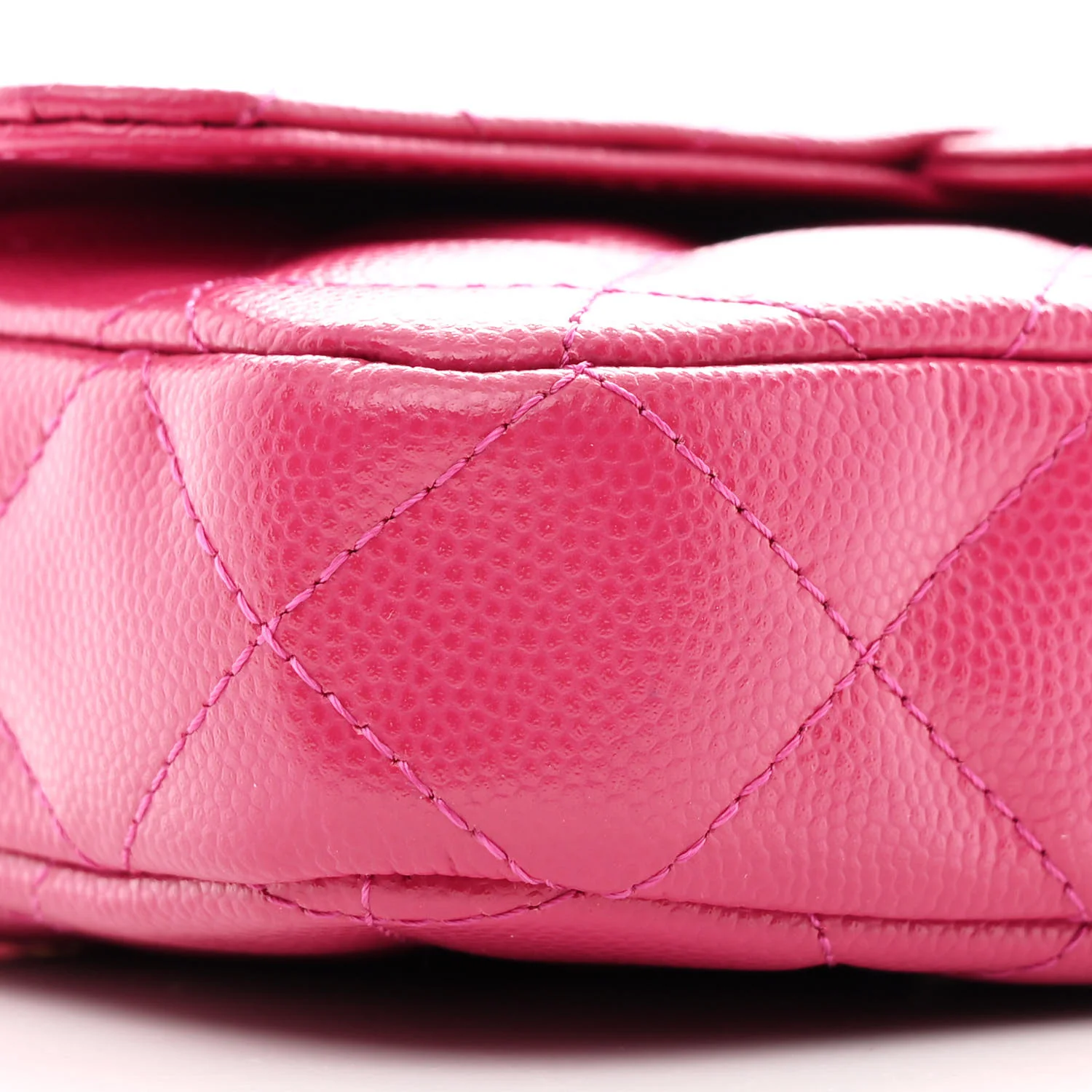 Caviar Quilted Flap Phone Holder With Chain Pink - Top Club