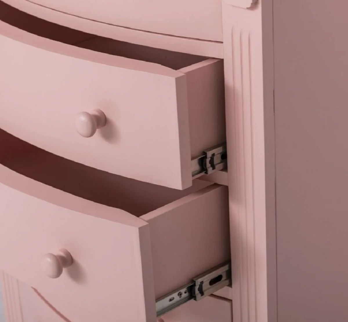 Country house style chest of drawers pink / gray 80 x 48 x H. 120 cm - Solid wood cabinet with 6 drawers - Country house style bedroom furniture - Country house style furniture - Country house style furnishings