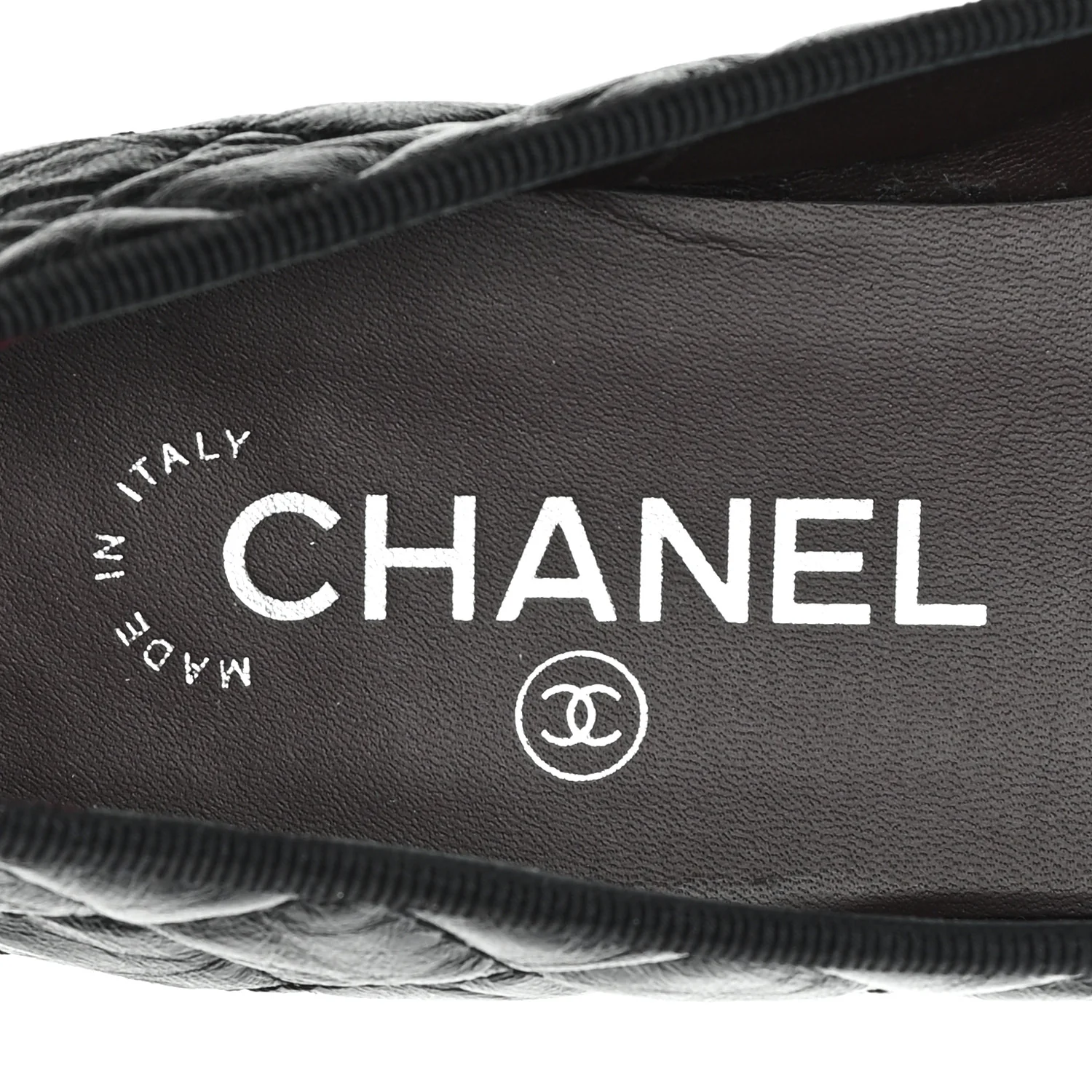 Aged Calfskin Quilted CC Cap Toe Ballerina Flats 37.5 Black - Top Club