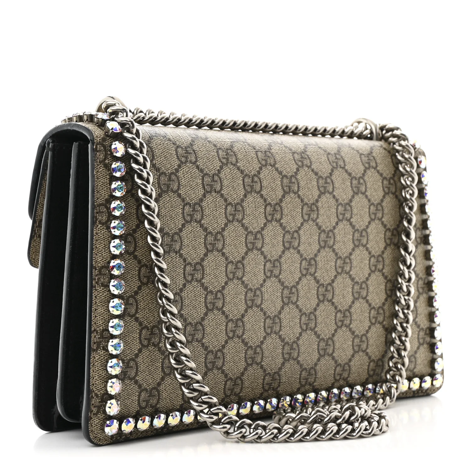 GG Supreme Monogram Crystal Small Dionysus Shoulder Bag Black - Top Club
