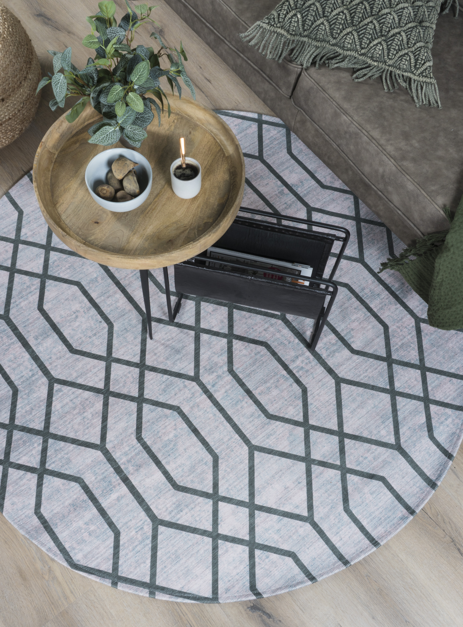 Vloerkleed Pattern Groen Rond ø120 cm