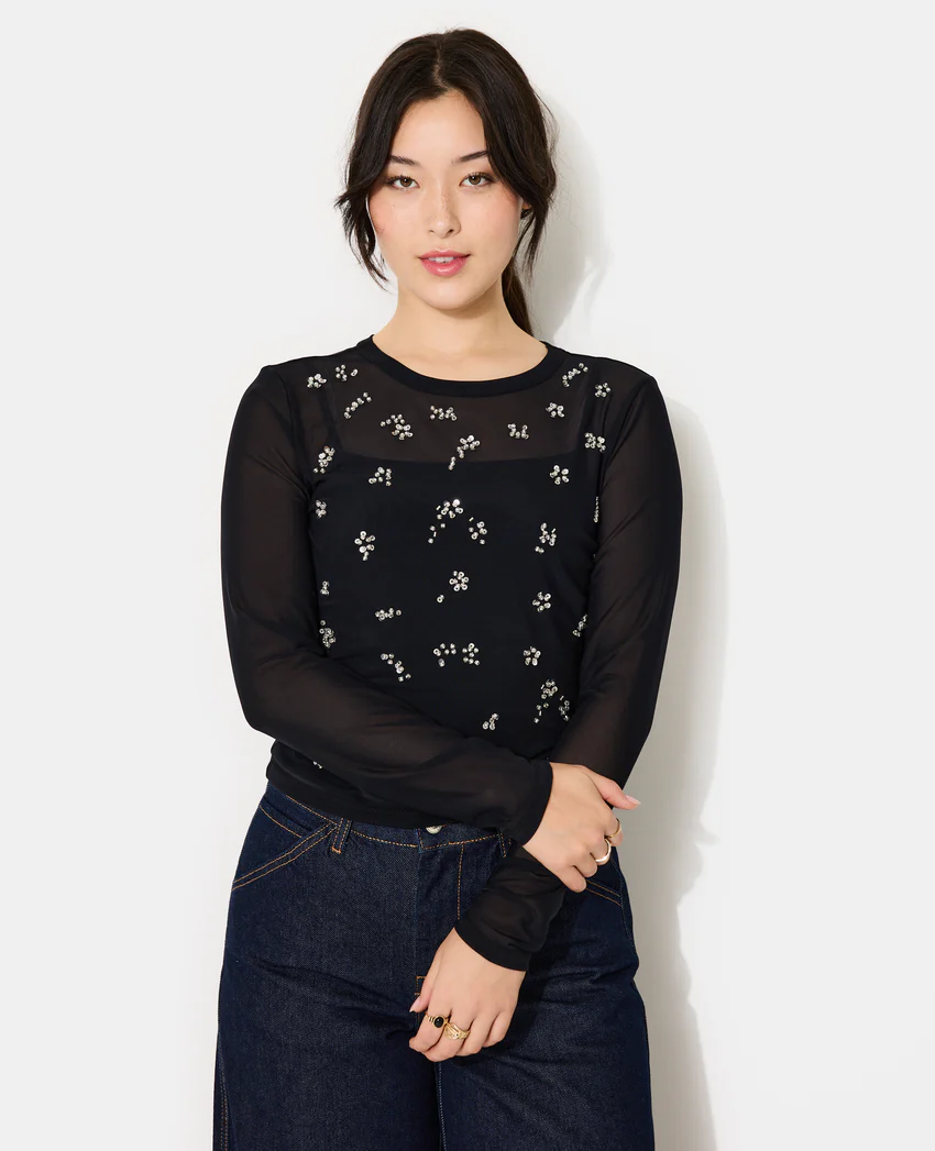 Pimkie Top en résille avec perles et sequins