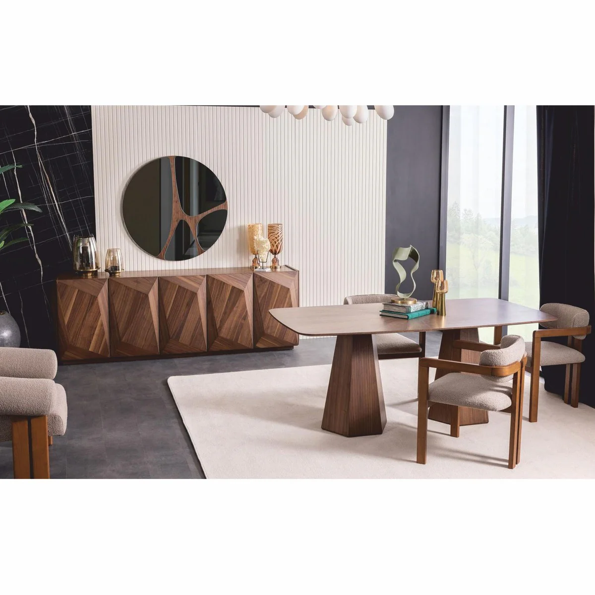 Luxury solid wood dining table brown 190 cm - Hotel & Dining Room Furniture