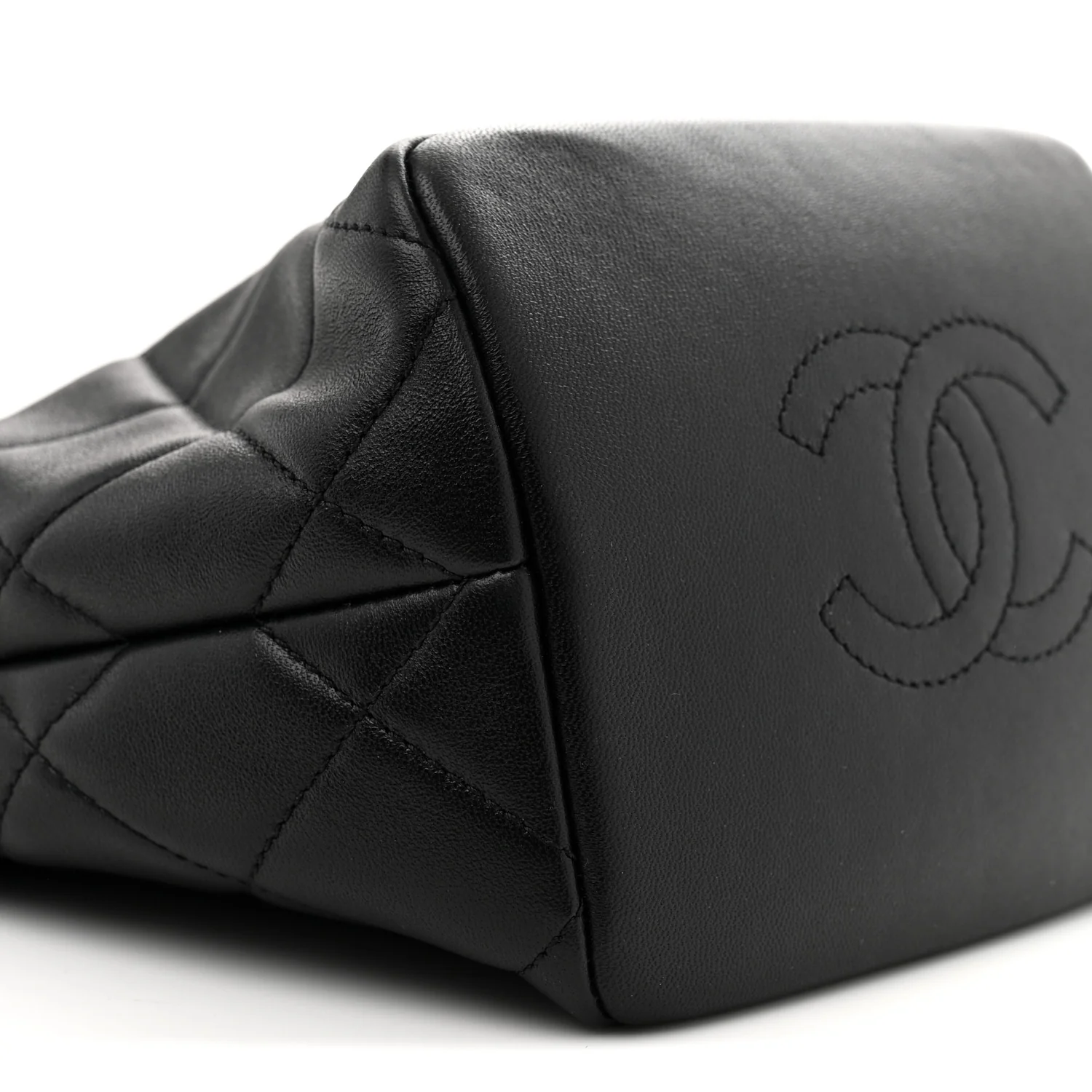 Lambskin Quilted Crystal Small CC Chain Hobo Black - Top Club