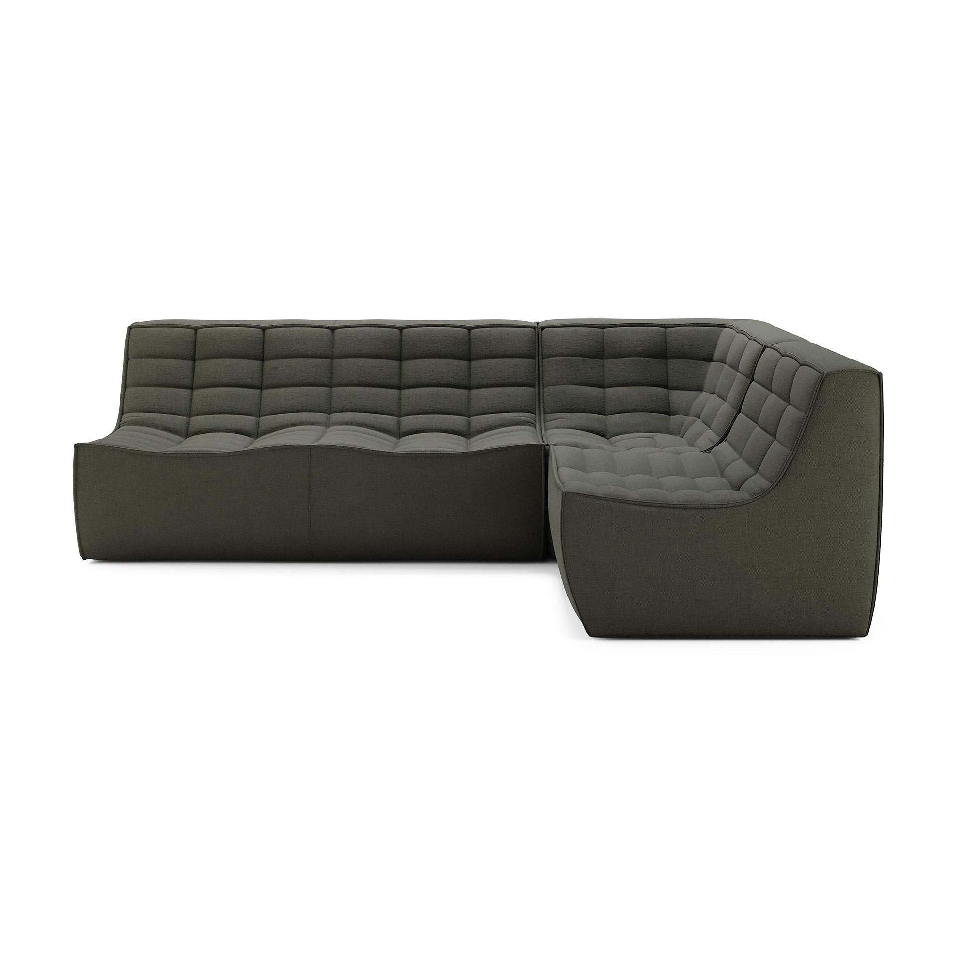Modulaire bank N701 moss green set 1+2 seat  90° recht hoek