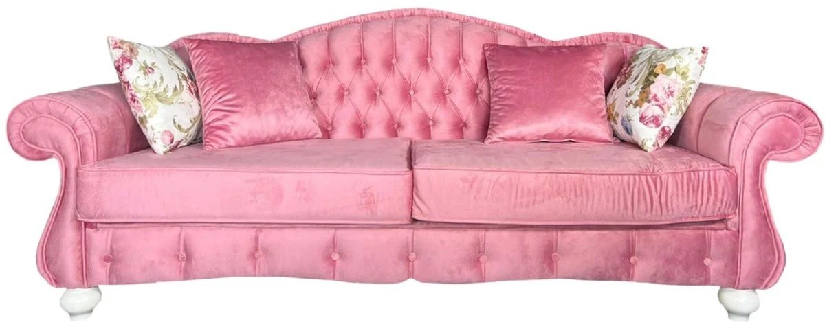 Luxury Baroque Sofa Pink / White - Magnificent Living Room Sofa - Baroque Living Room Furniture - Noble & Magnificent