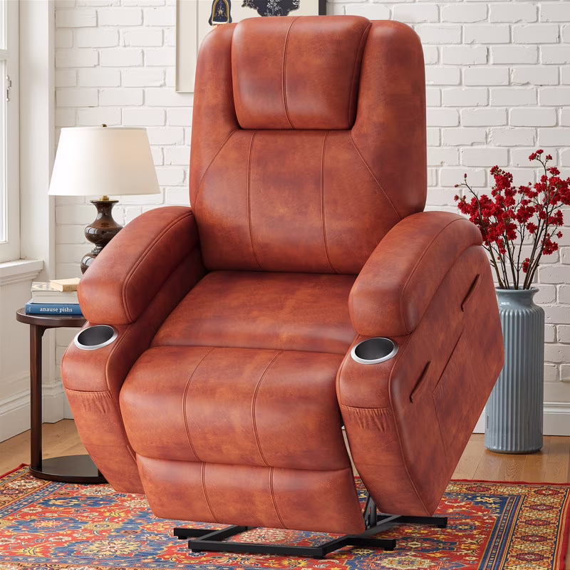 Lacoo Power Lift Electric Massage Recliner Chair Oversized Single Sofa with Cup Holder for Elderly, Black