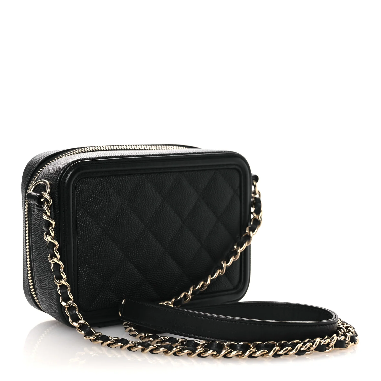 Caviar Quilted CC Filigree Vanity Clutch With Chain Black - Top Club