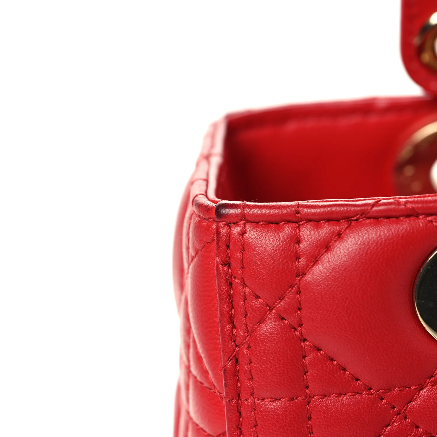 Lambskin Cannage Medium Lady Dior Red - Top Club