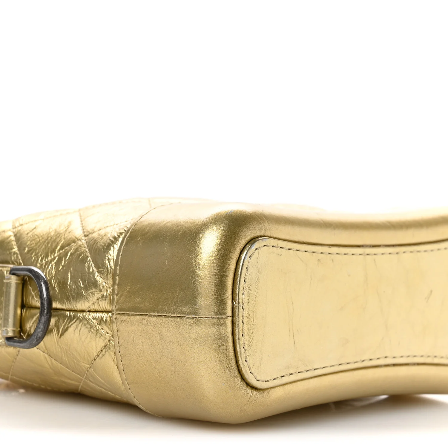 Metallic Aged Calfskin Quilted Small Gabrielle Hobo Gold - Top Club