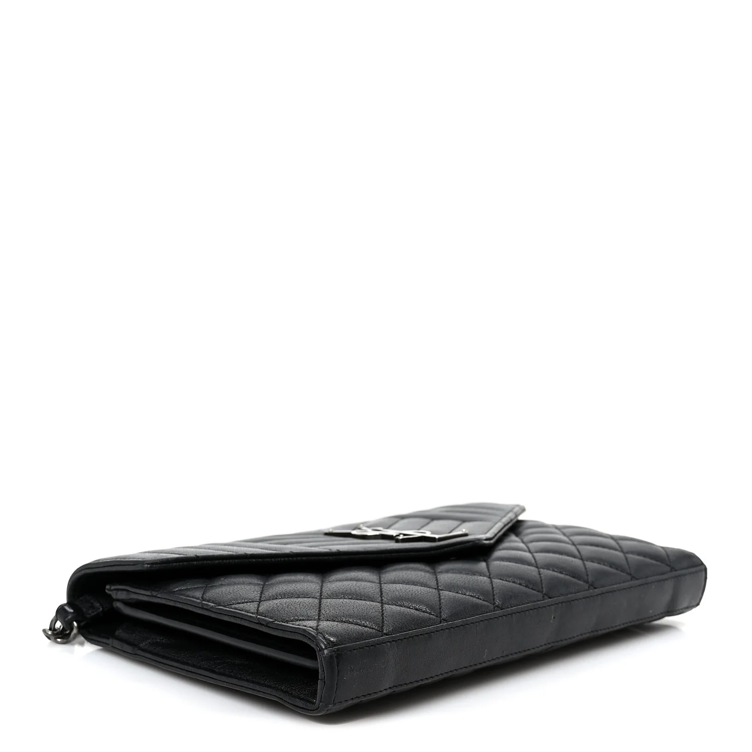 Sheepskin Tri-Quilt Monogram Envelope Chain Wallet Black - Top Club