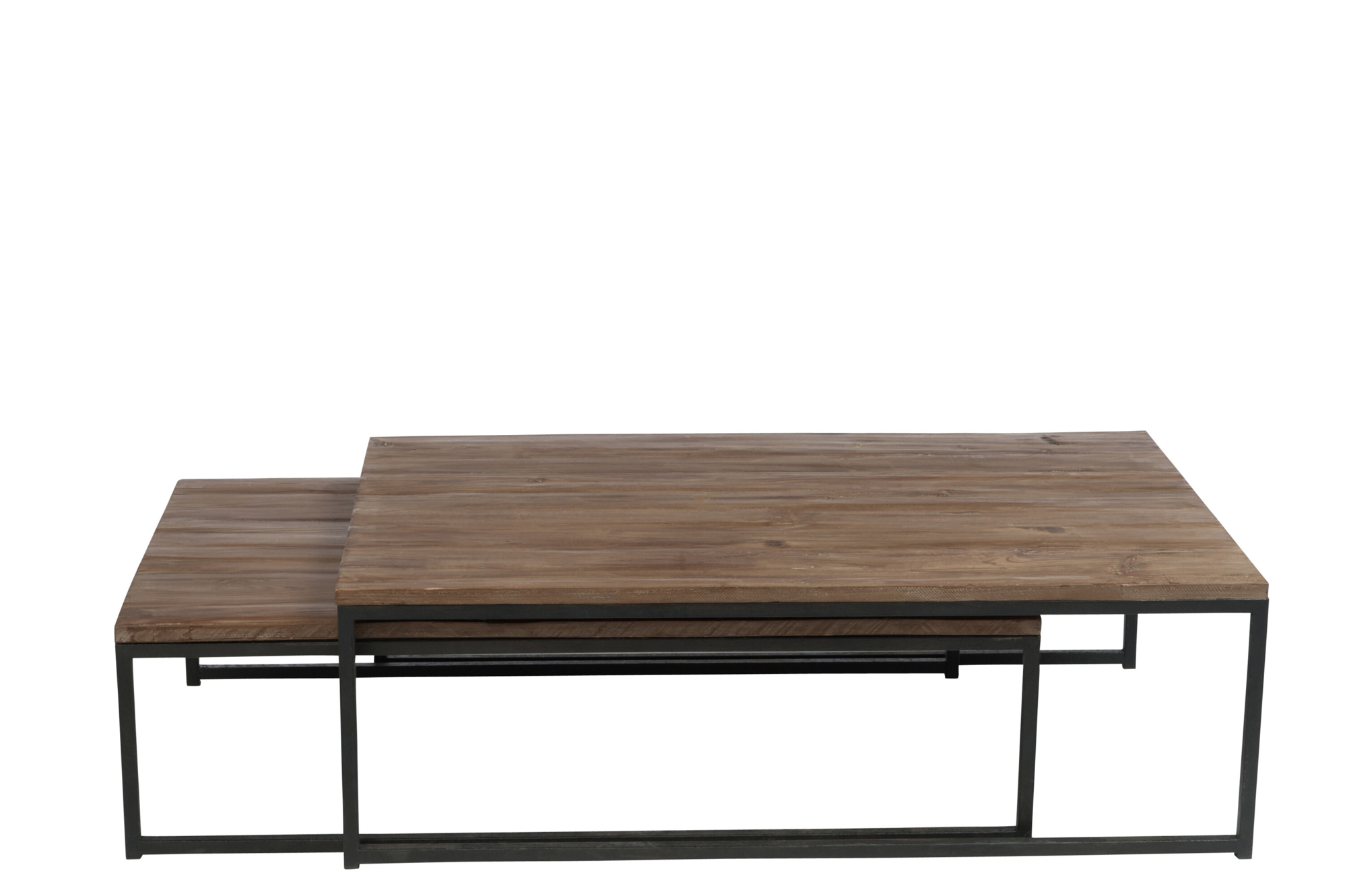 Salontafel hout/metaal bruin/zwart - set van 2