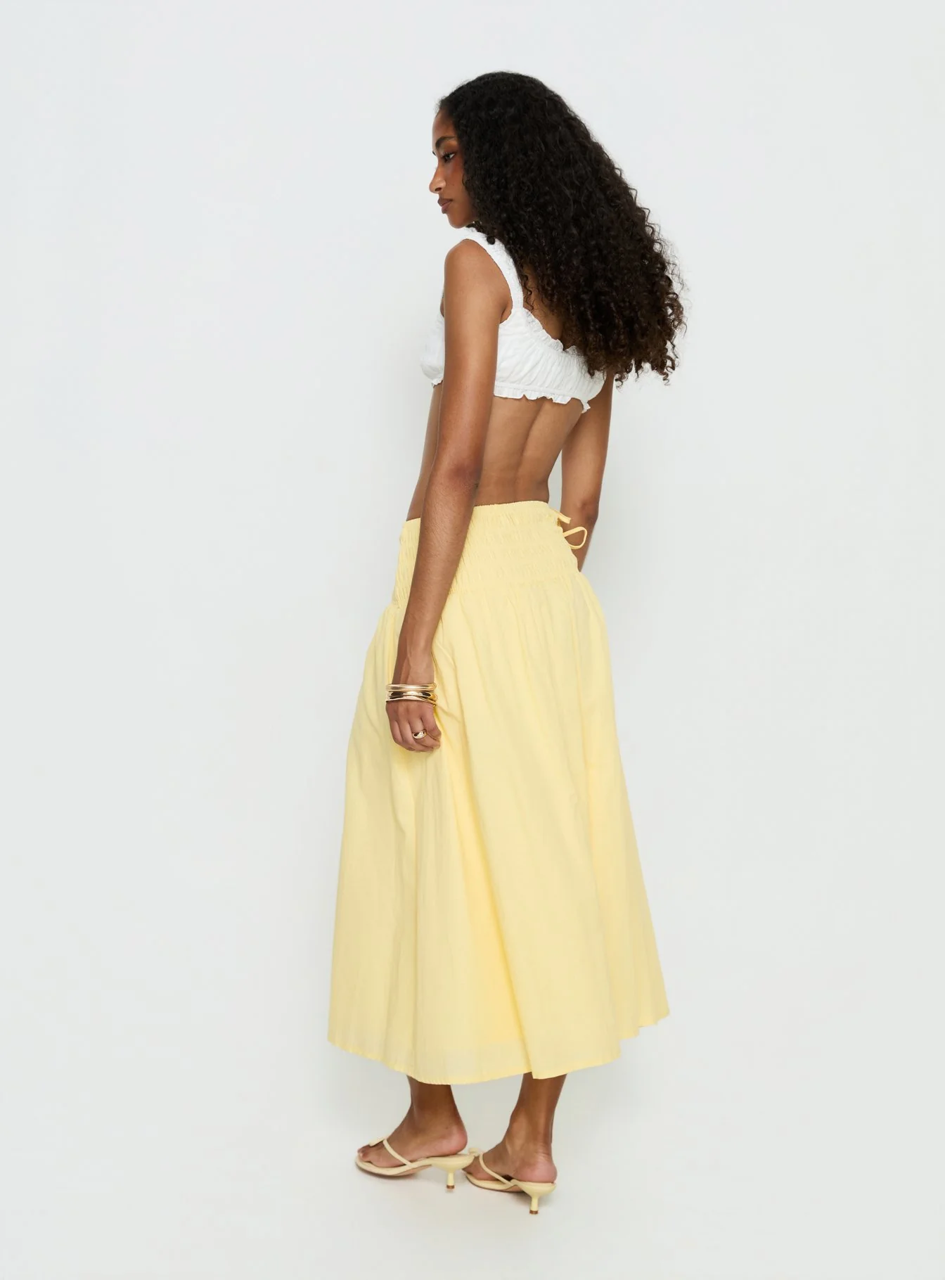Vence Ruched Maxi Skirt Lemon Yellow