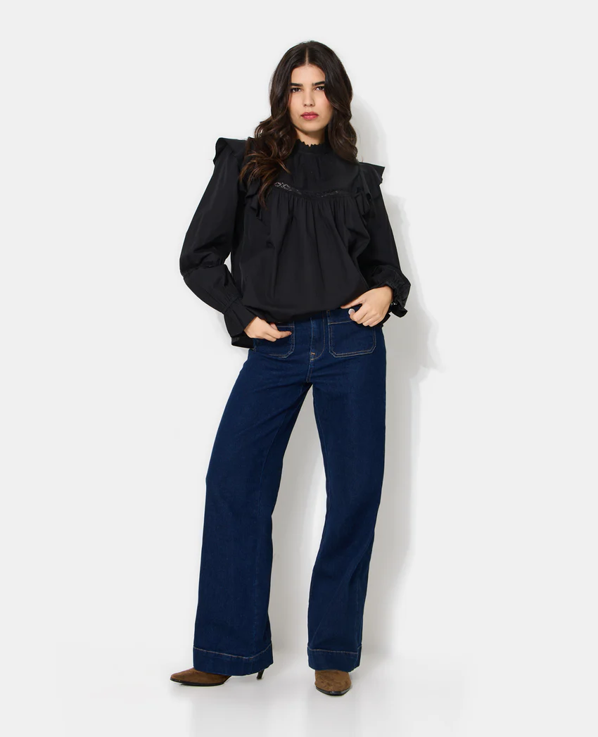 Pimkie Blouse en popeline avec dentelle et volants