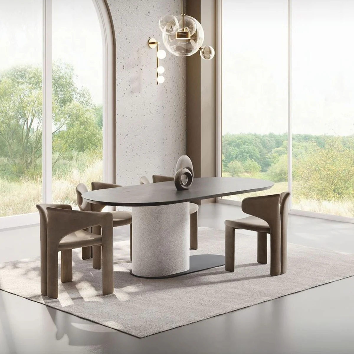 Luxury dining room chair with armrests brown H. 76 cm - Dining room furniture