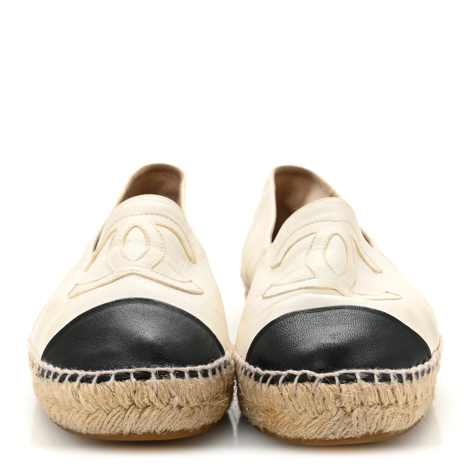 Lambskin CC Espadrilles 38 White Black - Top Club