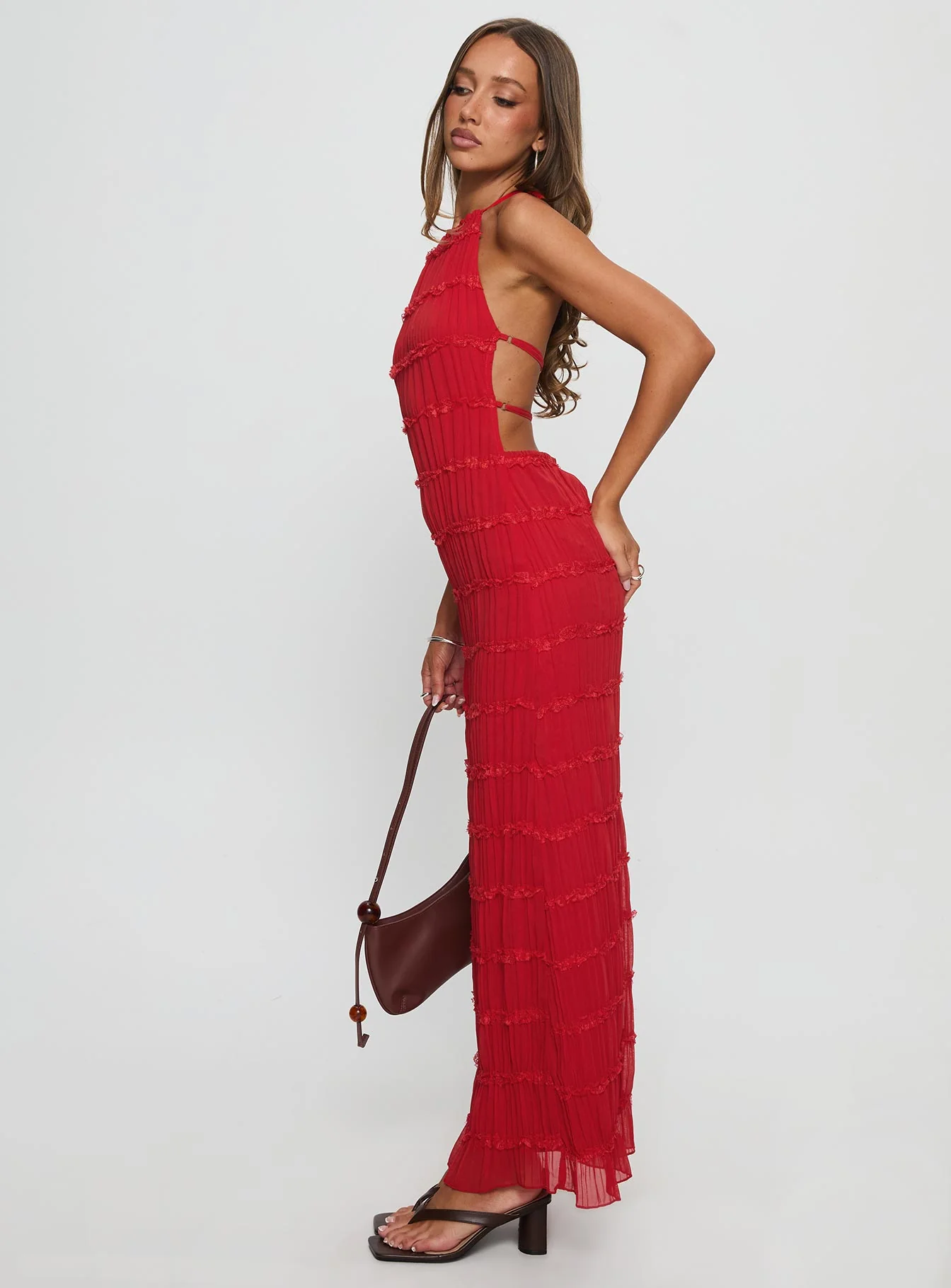 Klarissa Halter Maxi Dress Red