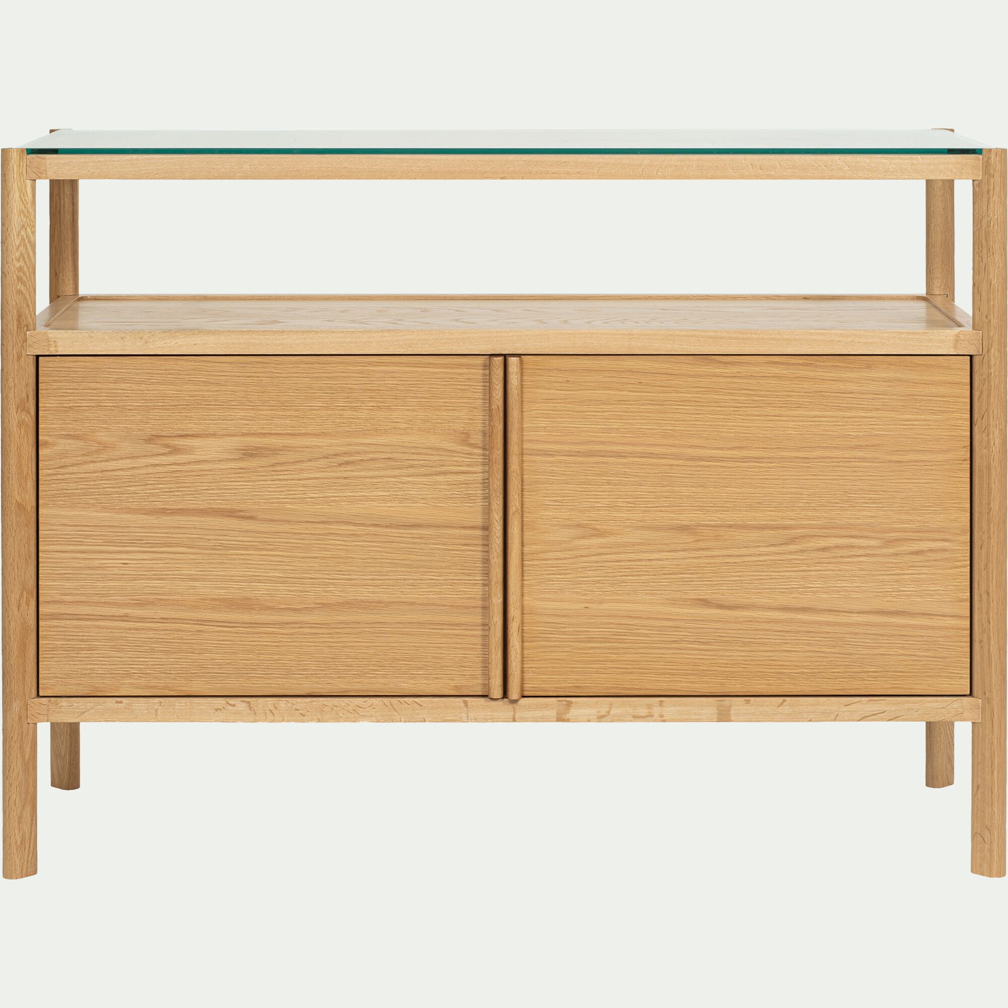 QUADRAT - Buffet 2 portes en chêne massif et verre - bois clair