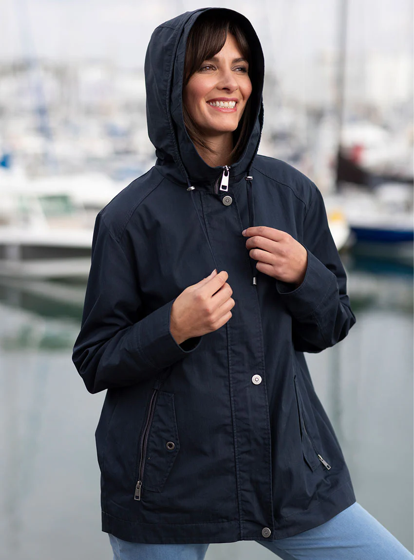 Parka femme à capuche bleu marine