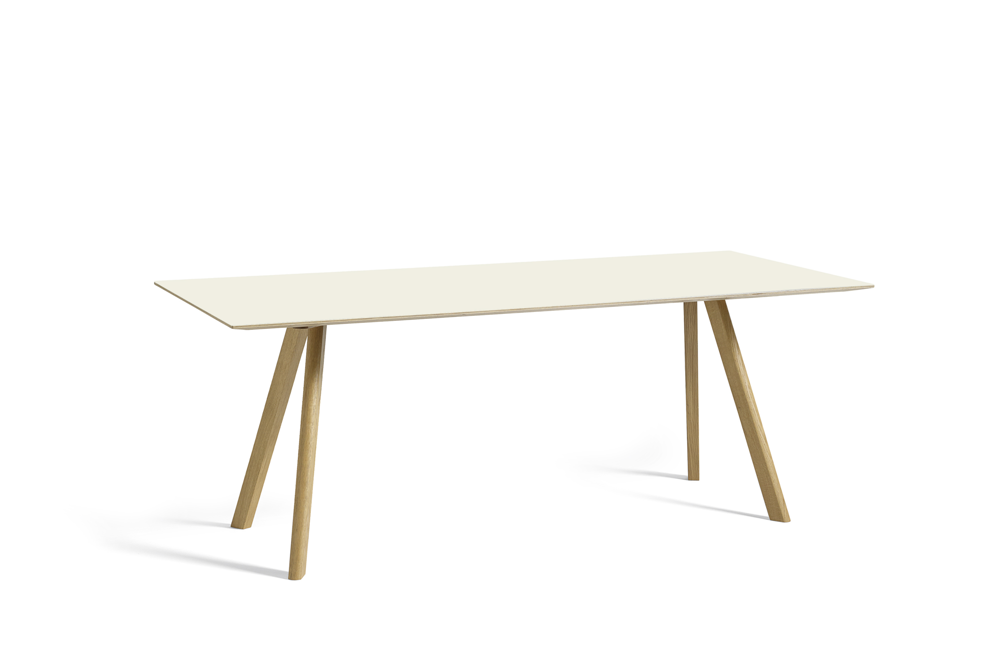 Eettafel CPH 30 200x90 mat gelakt onderstel linoleum wit bla