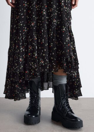 & Other Stories LONG-SLEEVE FRILLED MAXI DRESS