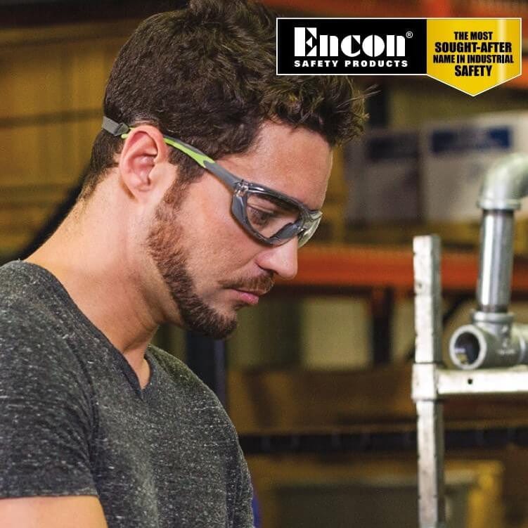 Encon Veratti Primo Foam-Padded Safety Glasses/Goggles Gray/Green Frame Gray Anti-Fog Lens - Alvarez Pro Painting LLC