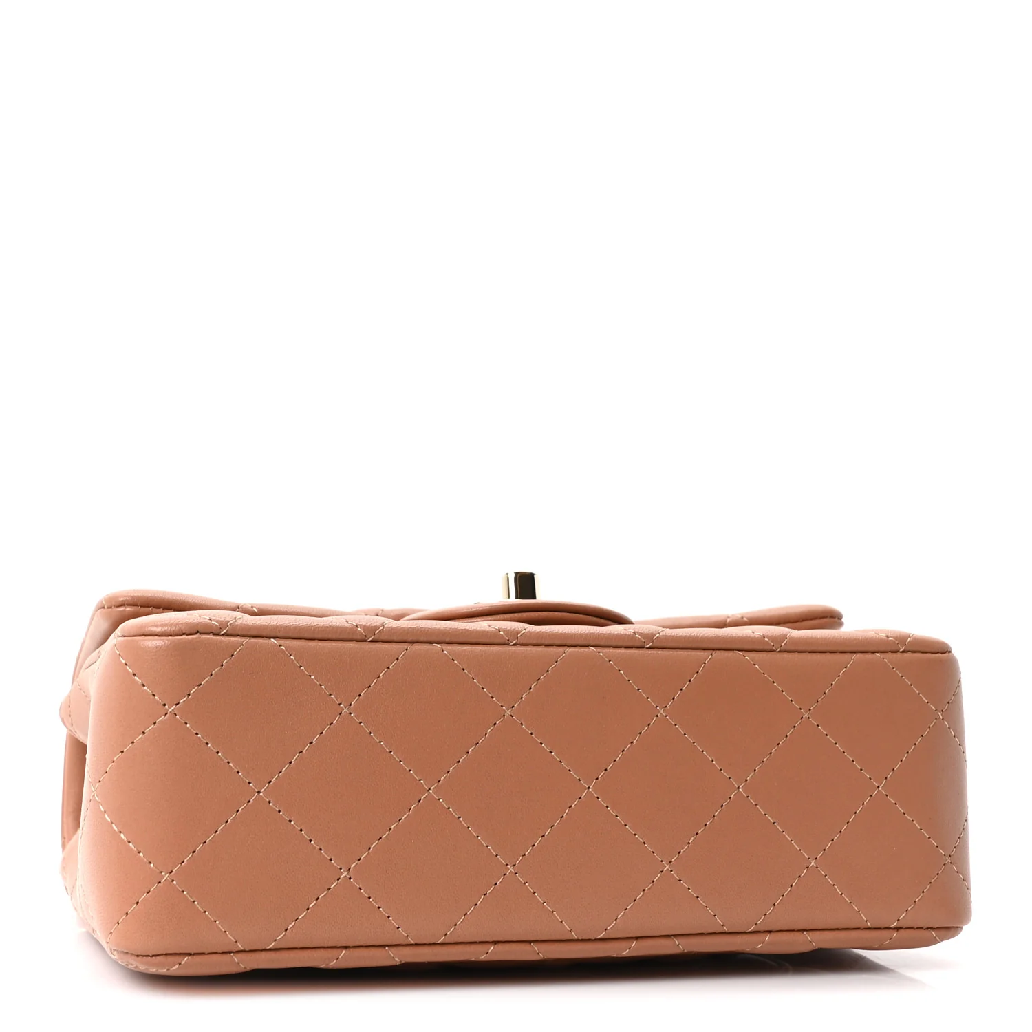 Lambskin Quilted Mini Rectangular Flap Brown - Top Club