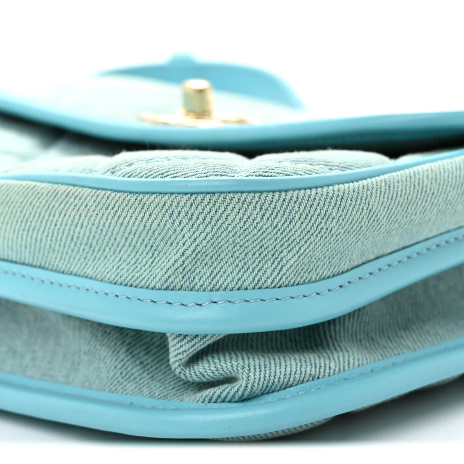 Denim Quilted Small Messenger Flap Neon Blue - Top Club