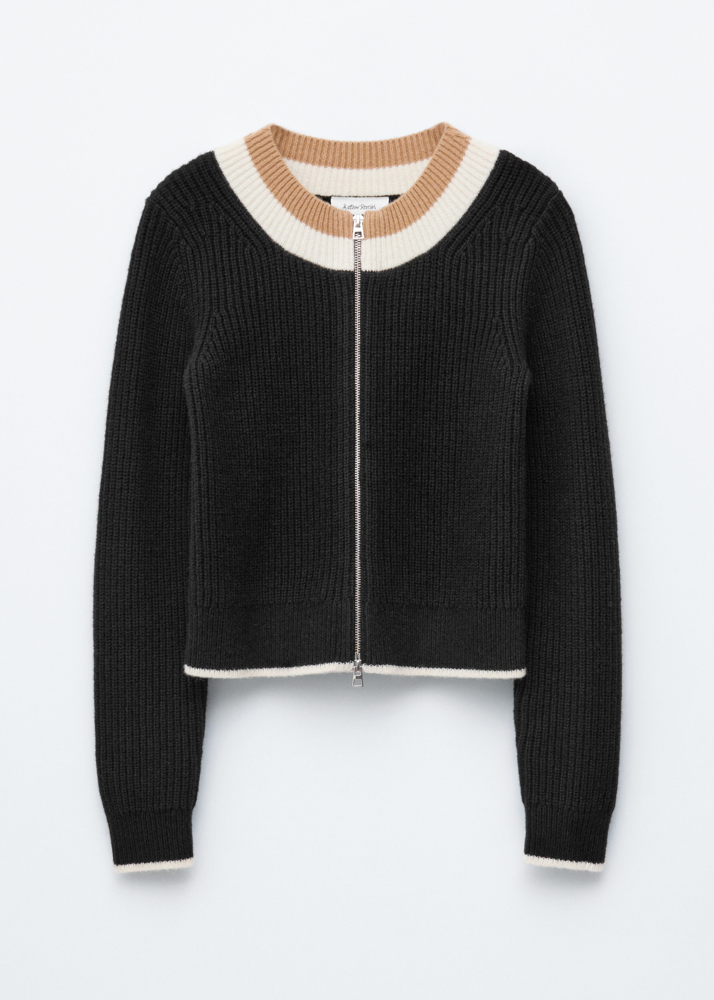 & Other Stories CONTRAST TRIM ZIP CARDIGAN