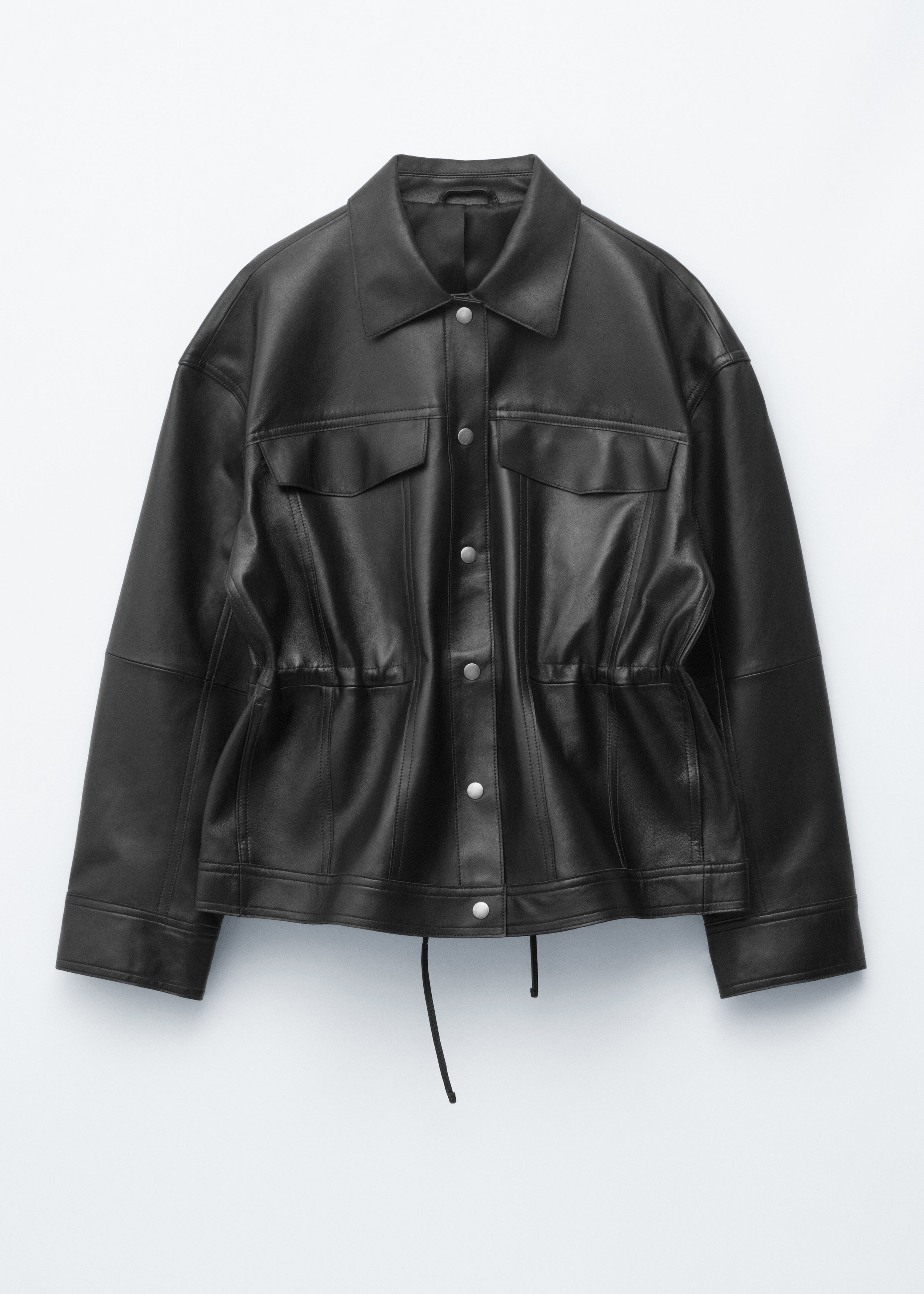 & Other Stories DRAWSTRING-WAIST LEATHER JACKET