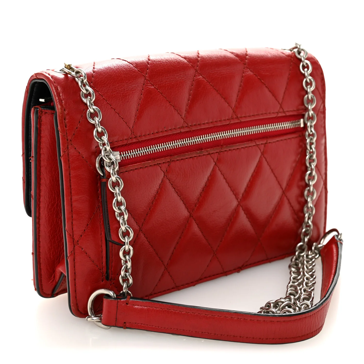 Shiny Buffalo Quilted Darley Shoulder Bag Red - Top Club