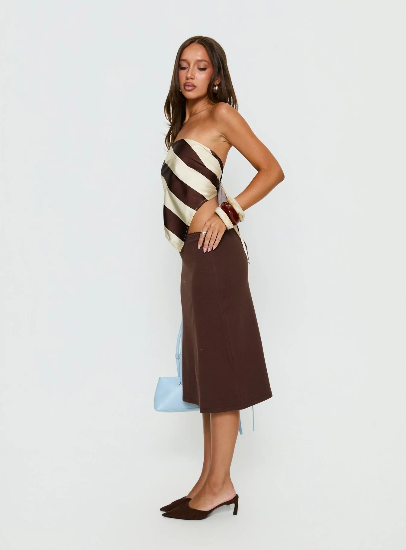 Baseline Rib Midi Skirt Chocolate