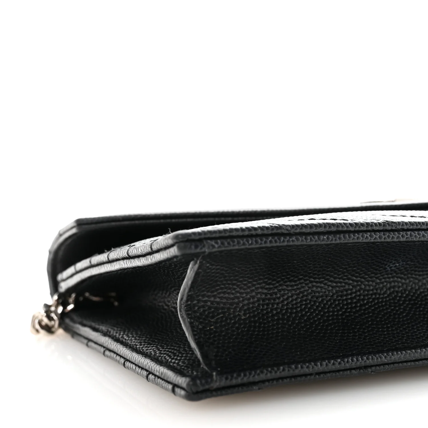 Grain De Poudre Matelasse Chevron Monogram Envelope Chain Wallet Black - Top Club
