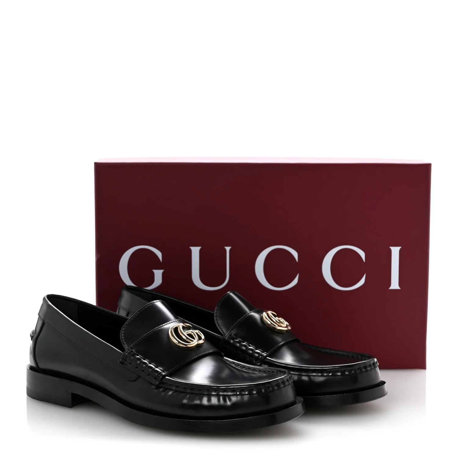 Calfskin Millennial Ribot Womens GG Loafers 38.5 Black - Top Club