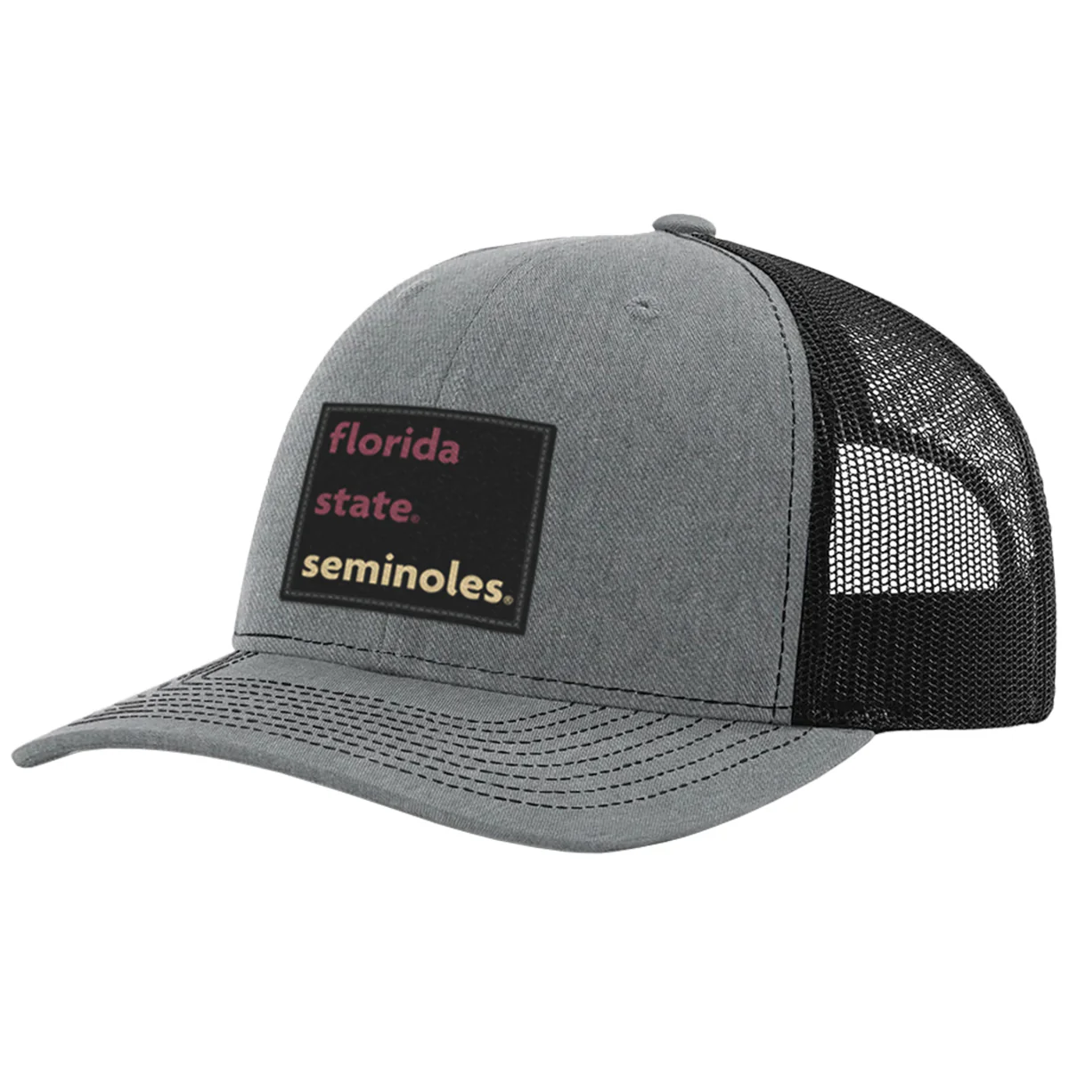 Uscape Richardson Men's Florida State Seminoles 112 Adjustable Trucker Hat - Heather Grey/Black - MoB Apparel