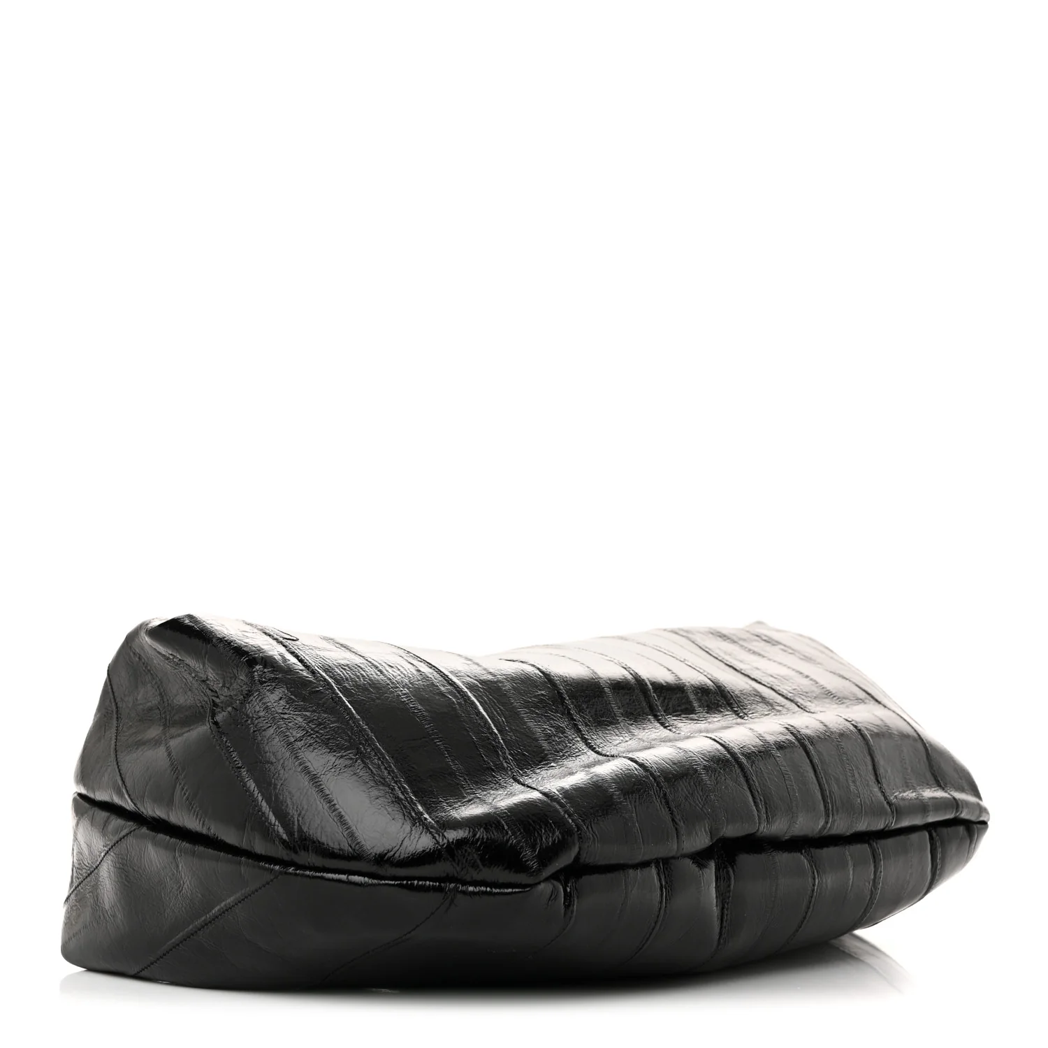 Glossy Calfskin Eelskin Embossed Medium Olivia Hobo Black - Top Club