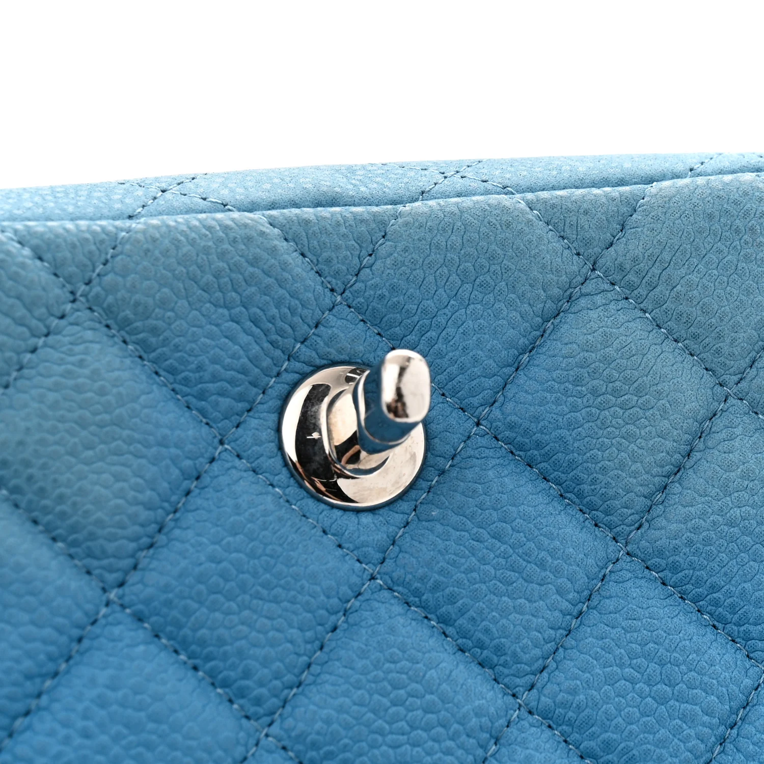Iridescent Caviar Quilted Extra Mini Flap Light Blue - Top Club
