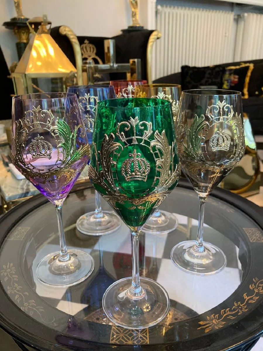 Pompöös by Luxus wine glass set colorful Ø 8.7 x H. 20.3 cm - wine glasses with 24 carat gold plating - Pompöös wine glasses designed by Harald Glööckler