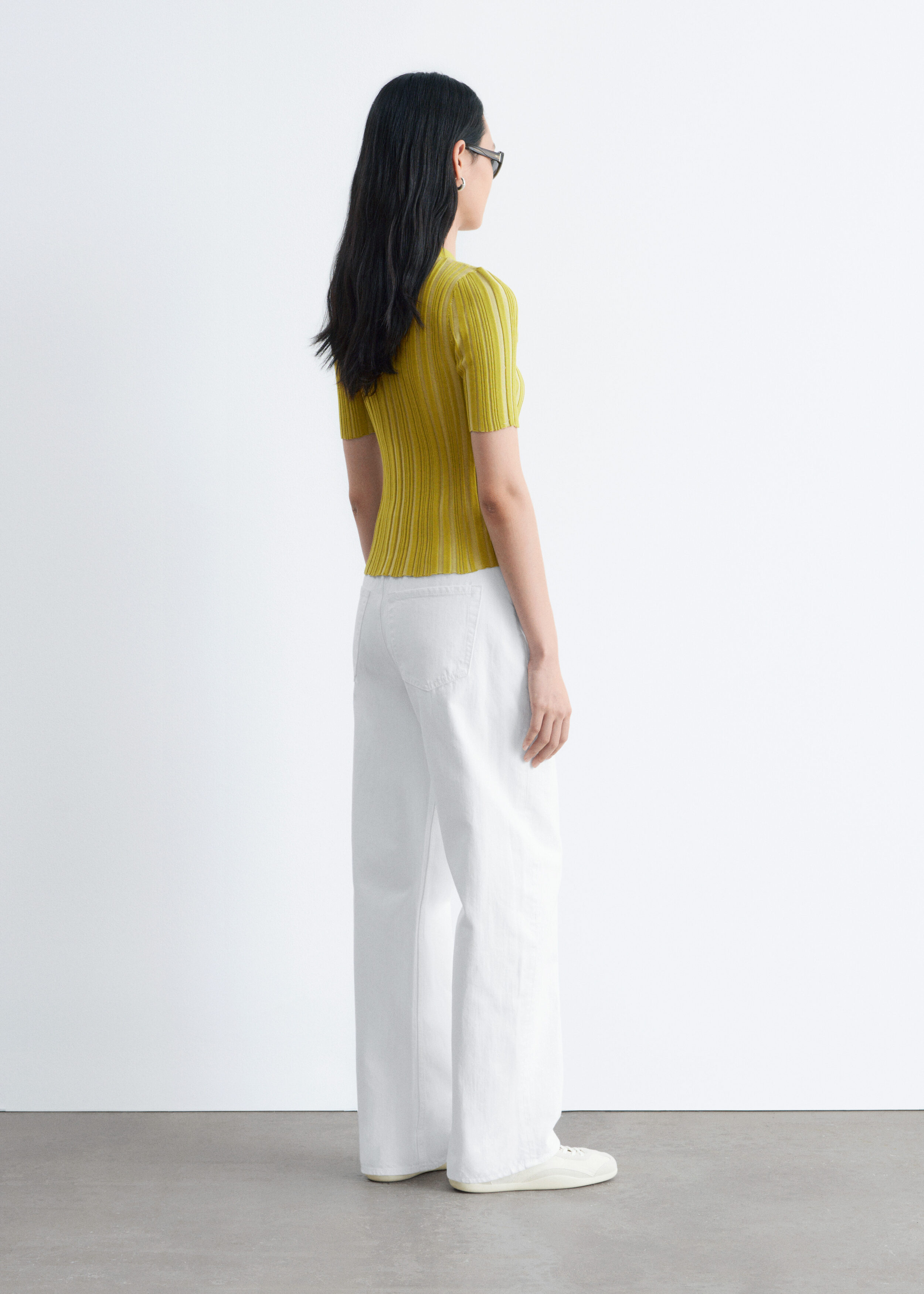 & Other Stories SHORT-SLEEVE RIB-KNIT CARDIGAN