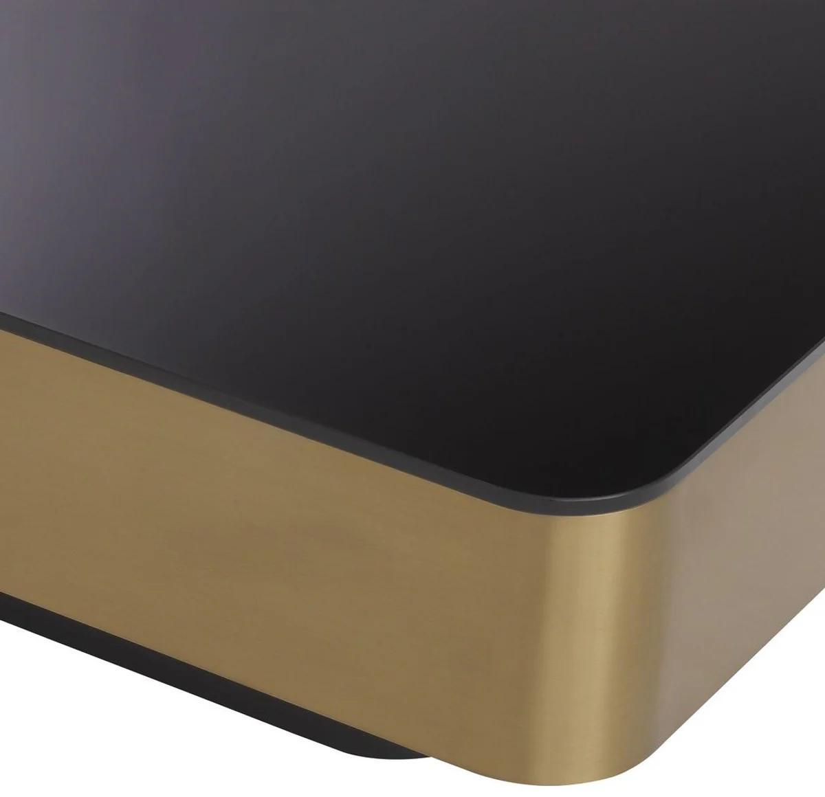 Luxury coffee table brass / black 89.5 x 89.5 x H. 33.5 cm - Living room table with glass top - Living room furniture - Luxury furniture