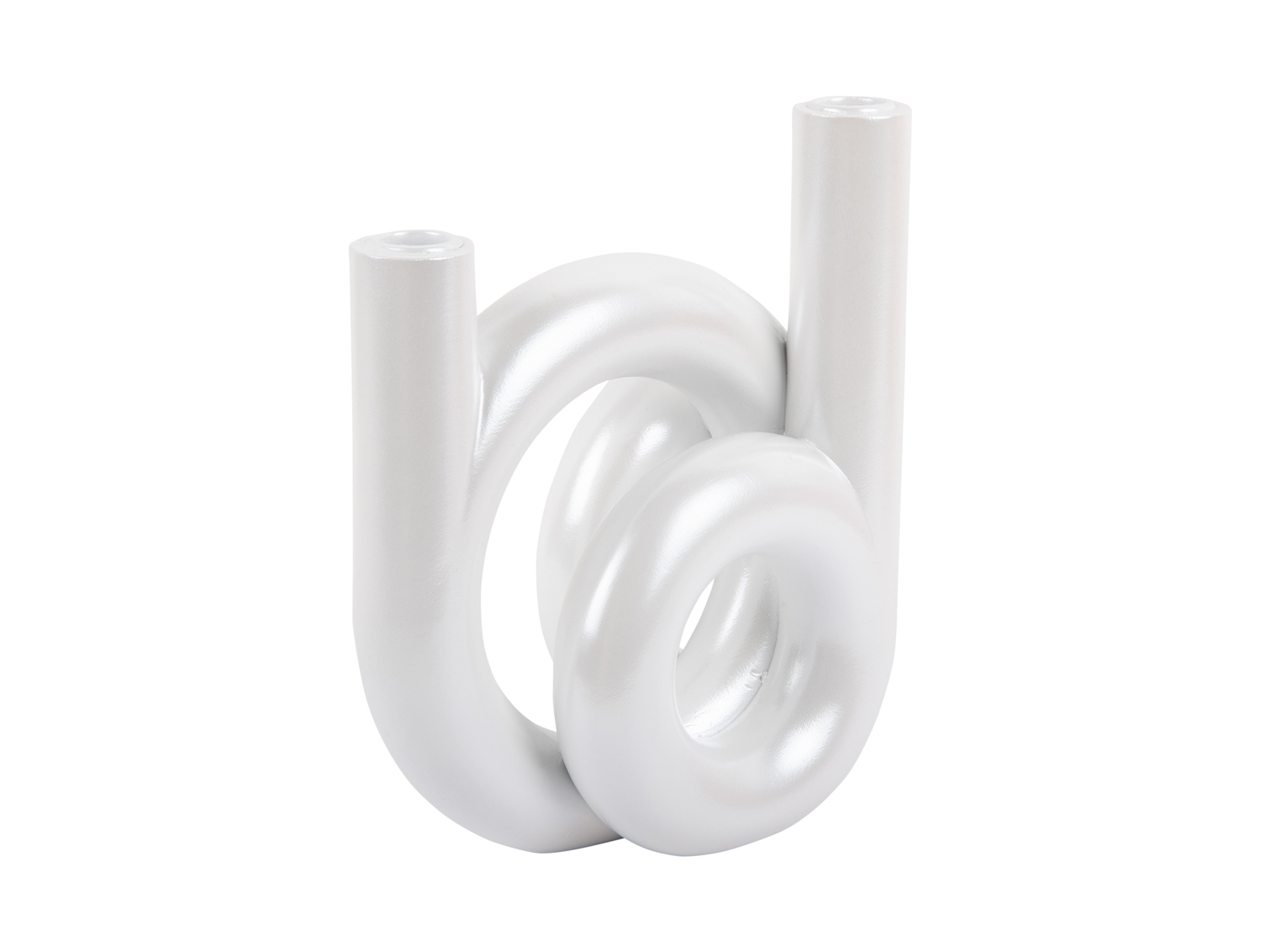 Candle holder Rings medium metallic white