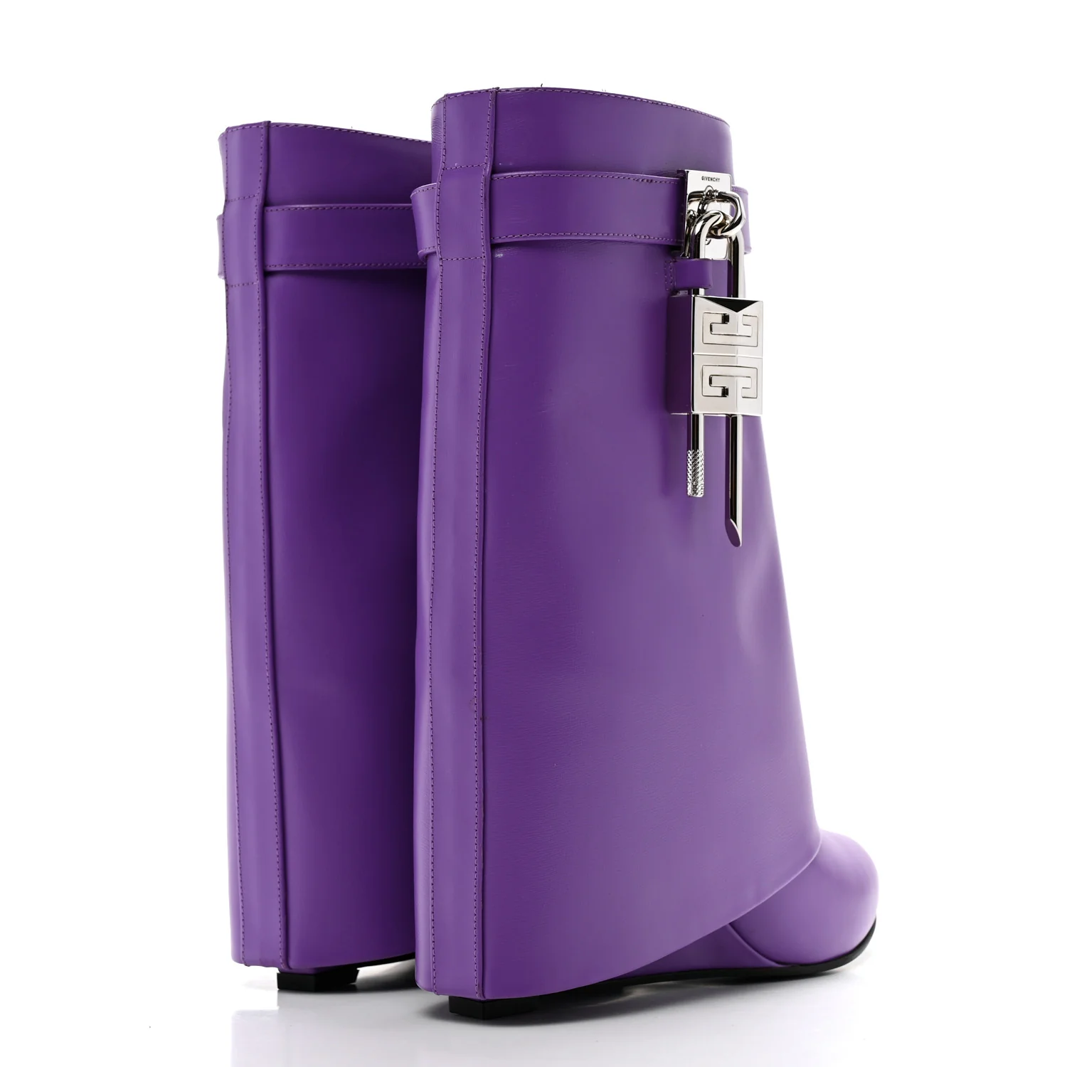 Calfskin Shark Lock Ankle Boots 38 Ultraviolet - Top Club