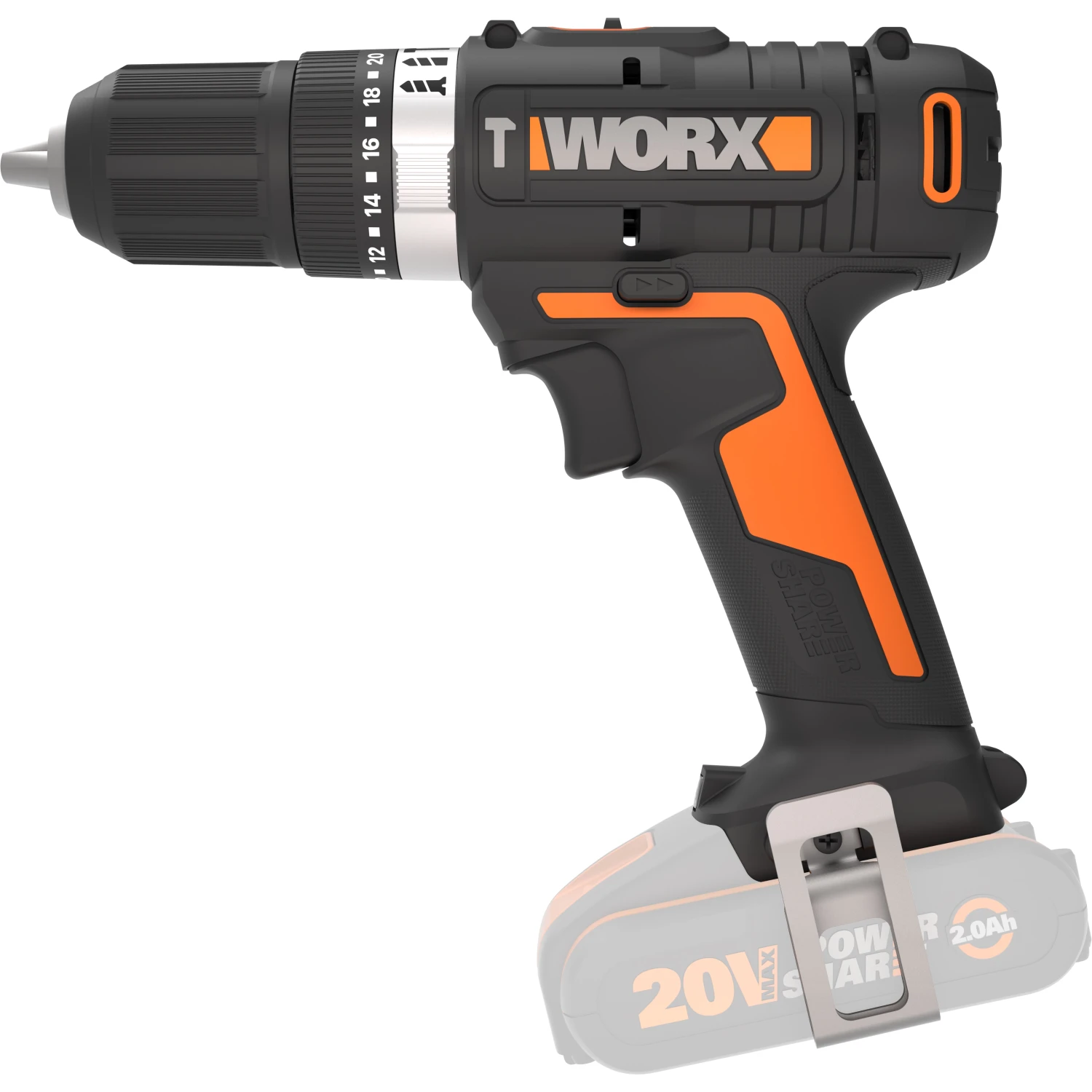Worx Trapano avvitatore c/percussione 50Nm 20V Worx WX370.9 - solo corpo macchina
